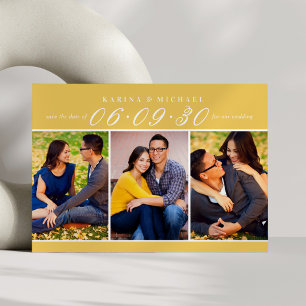 Save The Date Mariage Collage Photo Trois Marigold