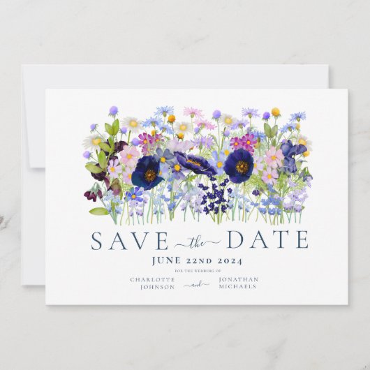 Save The Date Mariage coloré d'aquarelle florale (Devant)