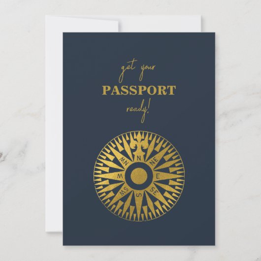 Save The Date Mariage Compass de passeport de mariage de destina (Devant)