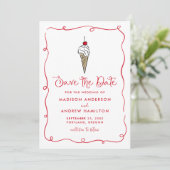 Save The Date Mariage Cône de Glace Fantaisiste (Debout devant)