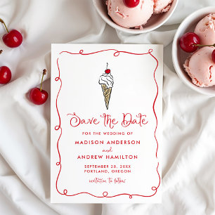Save The Date Mariage Cône de Glace Fantaisiste