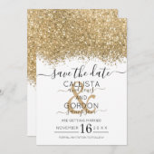 Save The Date Mariage Confetti de la Parties scintillant blanche (Devant / Derrière)
