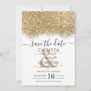Save The Date Mariage Confetti de la Parties scintillant blanche
