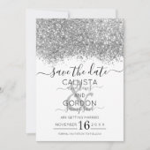Save The Date Mariage Confetti Parties scintillant blanche en ar (Devant)