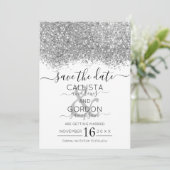 Save The Date Mariage Confetti Parties scintillant blanche en ar (Debout devant)