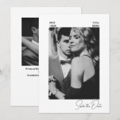 Save The Date Mariage Contemporain Élégant Moderne Noir et Blanc (Devant / Derrière)