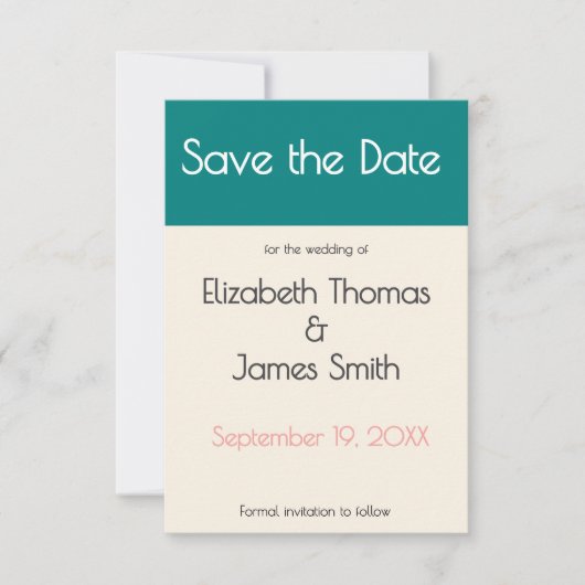 Save The Date Mariage contemporain sarcelle transformative moder (Devant)