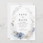 Save The Date Mariage Coquillages de Plage Bleue (Devant)