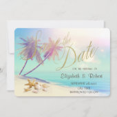 Save The Date Mariage Coquillages Plage Palmiers  Enregistrer La (Devant)