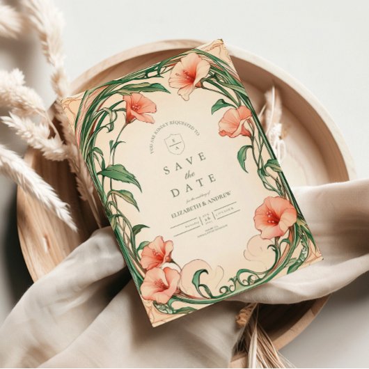 Save The Date Mariage Coral Bloom