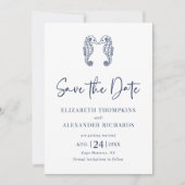 Save The Date Mariage Côte de la Mer Cheval Marin Bleu Nuit (Devant)
