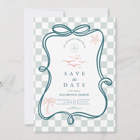 Save The Date Mariage côtier à main (Devant)