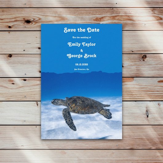 Save The Date Mariage côtier de la tortue aquatique sous-marine