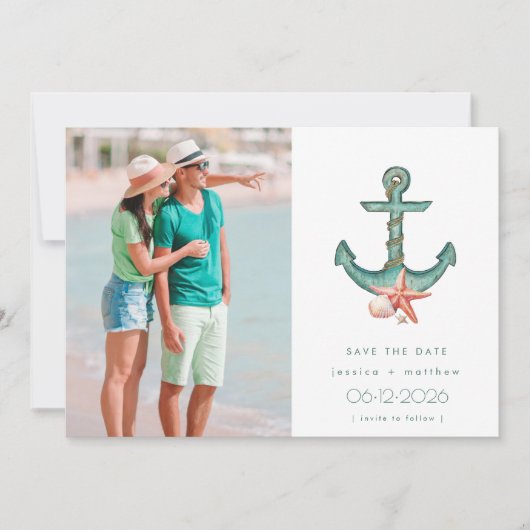 Save The Date Mariage côtier Photo Enregistrer la date (Devant)