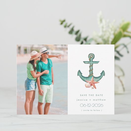 Save The Date Mariage côtier Photo Enregistrer la date (Debout devant)