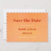 Save The Date Mariage Coucher de Soleil Aquarelle Moderne Orange (Devant)