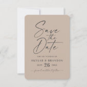 Save The Date Mariage couleur beige de couleur uni minimal (Devant)