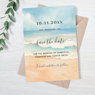 Save The Date Mariage couleur eau des vagues de plage enregistre
