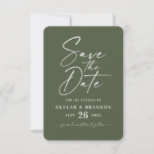 Save The Date Mariage couleur vert foncé minimal monostère solid (Devant)