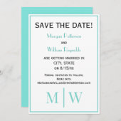 Save The Date Mariage Couple Simple 2 Initiales Mon VS Couleurs  (Devant / Derrière)