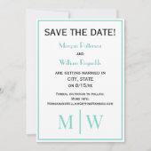 Save The Date Mariage Couple Simple 2 Initiales Monogramme VS Co (Devant)