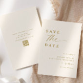 Save The Date Mariage Crème et Or Romantique Douce