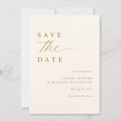 Save The Date Mariage Crème et Or Romantique Douce (Devant)