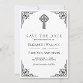 Save The Date Mariage croix celtique noir et blanc (Devant)
