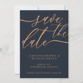 Save The Date Mariage d'abricot bleu foncé Enregistrer la date P (Devant)