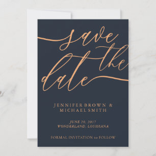 Save The Date Mariage d'abricot bleu foncé Enregistrer la date P