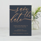 Save The Date Mariage d'abricot bleu foncé Enregistrer la date P (Debout devant)