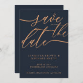 Save The Date Mariage d'abricot bleu foncé Enregistrer la date P (Devant / Derrière)