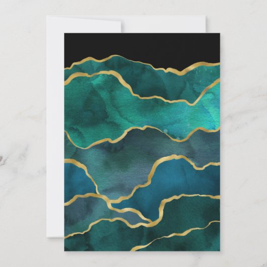 Save The Date Mariage d'Agate de Géode turquoise et Gold (Dos)