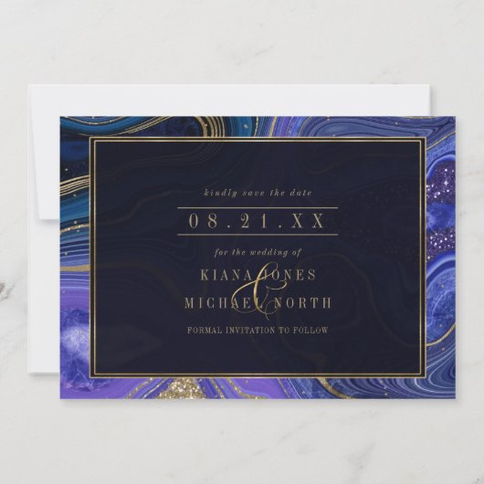 Save The Date Mariage d'âge Abstrait, minuit ID827 (Dos)