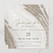Save The Date Mariage d'âge en marbre or pâle Abstrait (Devant / Derrière)