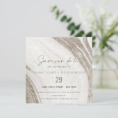Save The Date Mariage d'âge en marbre or pâle Abstrait (Debout devant)