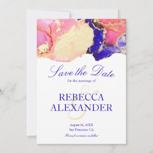 Save The Date Mariage d'âge rose or violet
