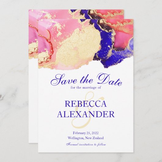 Save The Date Mariage d'âge violet or (Devant / Derrière)