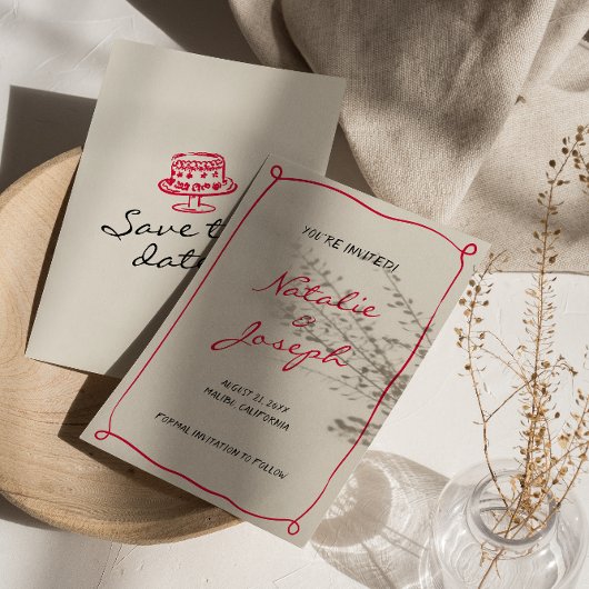 Save The Date Mariage d'amusement Whimsical Rétro dessiné à la m