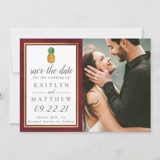 Save The Date Mariage D'Ananas Tropical Enregistrer La Date (Devant)