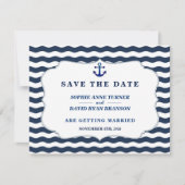 Save The Date Mariage d'Ancre Chic Nautical Navy Waves (Devant)
