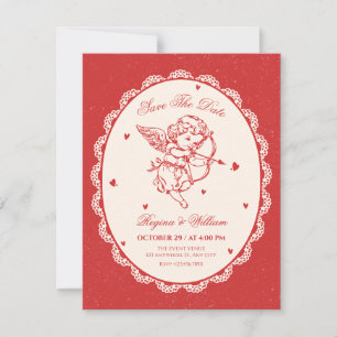 Save The Date Mariage d'ange cupide vintage