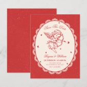 Save The Date Mariage d'ange cupide vintage (Devant / Derrière)