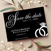 Save The Date Mariage d'anneau diamant noir et blanc