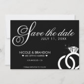 Save The Date Mariage d'anneau diamant noir et blanc (Devant)