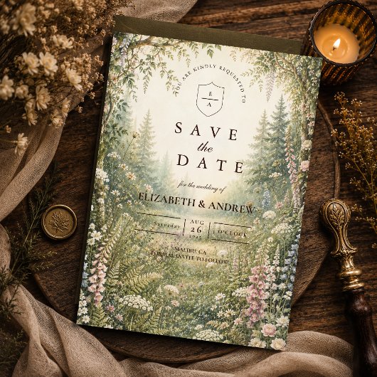 Save The Date Mariage dans la forêt enchantée
