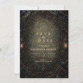 Save The Date Mariage dans la forêt gothique enchantée (Devant)