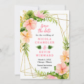Save The Date Mariage dans la Jungle Tropicale avec Feuillage (Devant)