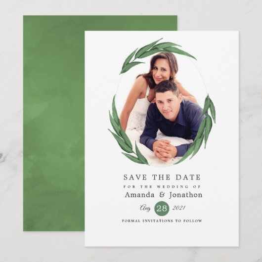 Save The Date Mariage dans la verdure de la forêt boisée (Devant / Derrière)