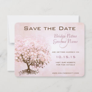 Save The Date Mariage dans l'arbre du coeur rose Enregistrer la